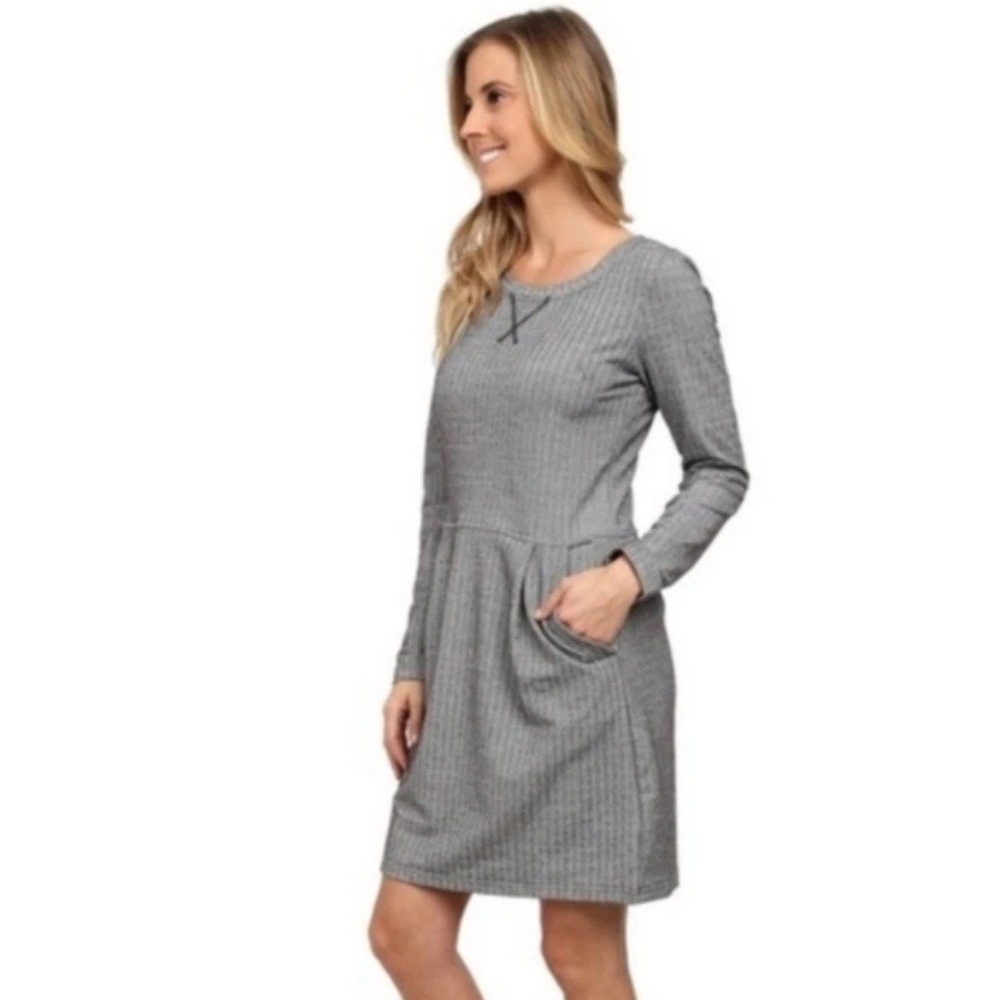 Patagonia Women's Gray Herringbone Long Sleeve Dress Size Medium